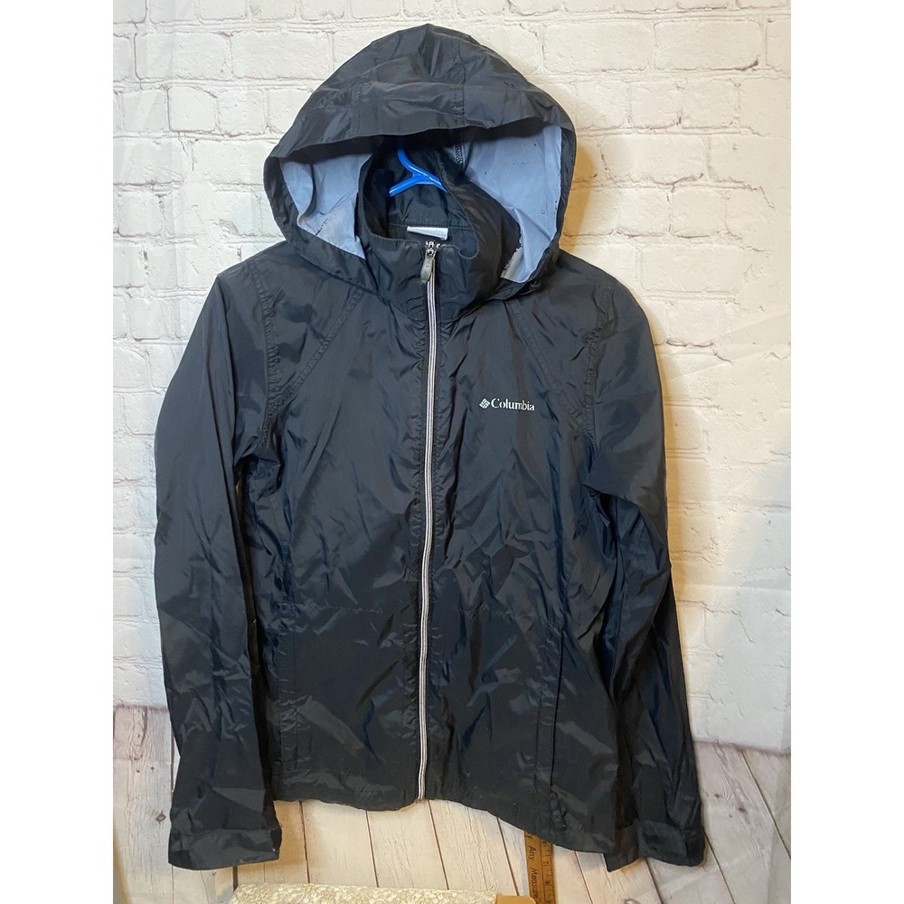 EUC Columbia Women's  Lightweight Hooded Windbreaker Jacket Small Black